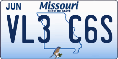 MO license plate VL3C6S