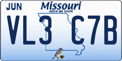 MO license plate VL3C7B