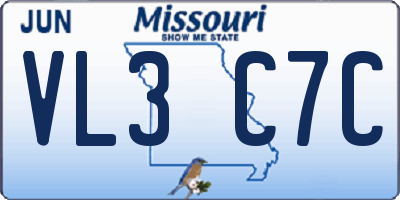 MO license plate VL3C7C