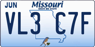 MO license plate VL3C7F