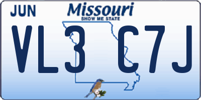 MO license plate VL3C7J