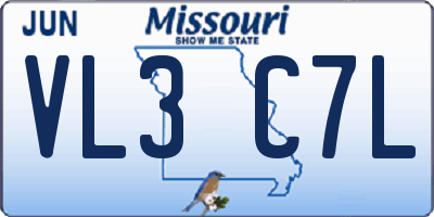 MO license plate VL3C7L
