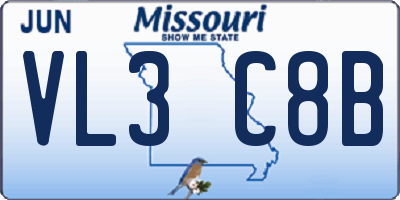 MO license plate VL3C8B