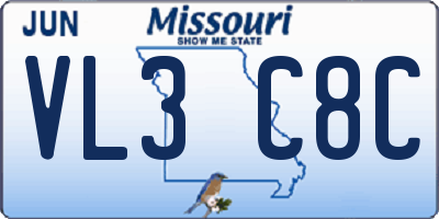 MO license plate VL3C8C