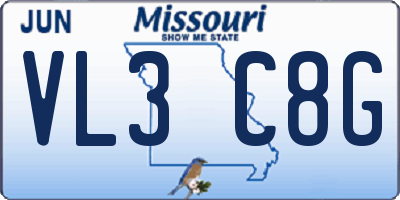 MO license plate VL3C8G