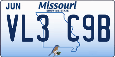 MO license plate VL3C9B