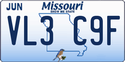 MO license plate VL3C9F