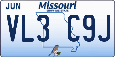 MO license plate VL3C9J
