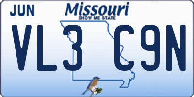 MO license plate VL3C9N