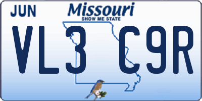 MO license plate VL3C9R