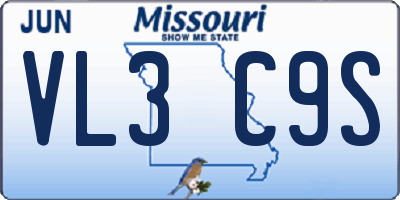 MO license plate VL3C9S
