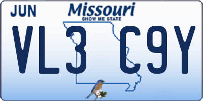 MO license plate VL3C9Y