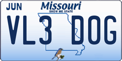 MO license plate VL3D0G