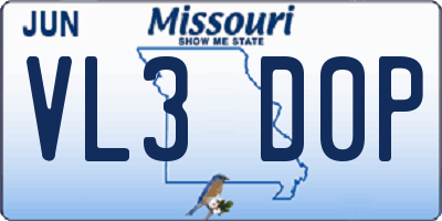MO license plate VL3D0P