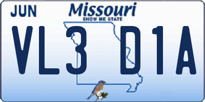 MO license plate VL3D1A