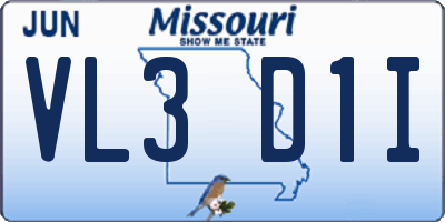 MO license plate VL3D1I
