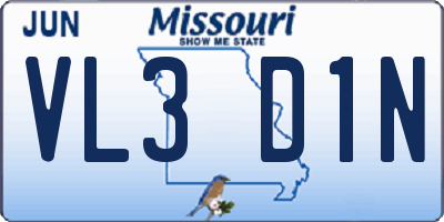 MO license plate VL3D1N