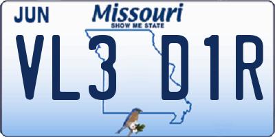 MO license plate VL3D1R
