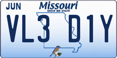 MO license plate VL3D1Y