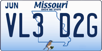MO license plate VL3D2G