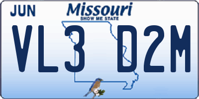 MO license plate VL3D2M