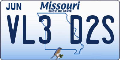 MO license plate VL3D2S
