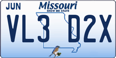 MO license plate VL3D2X