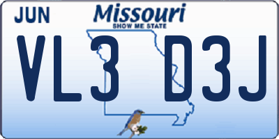 MO license plate VL3D3J