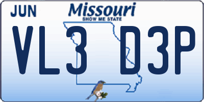MO license plate VL3D3P