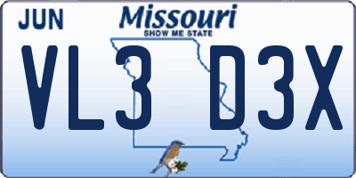 MO license plate VL3D3X