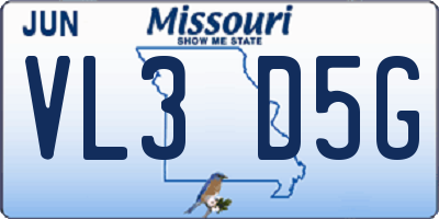 MO license plate VL3D5G