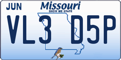 MO license plate VL3D5P