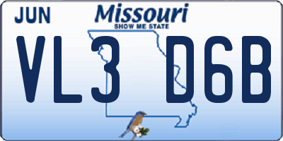 MO license plate VL3D6B