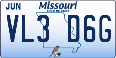 MO license plate VL3D6G