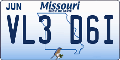 MO license plate VL3D6I