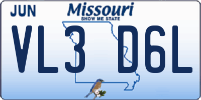 MO license plate VL3D6L