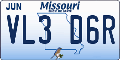 MO license plate VL3D6R