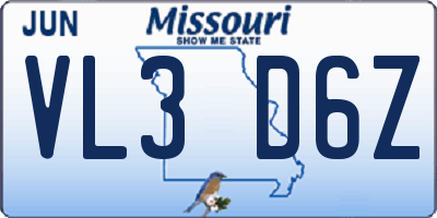 MO license plate VL3D6Z