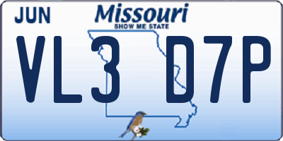 MO license plate VL3D7P