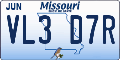 MO license plate VL3D7R