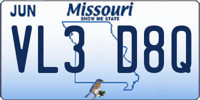 MO license plate VL3D8Q