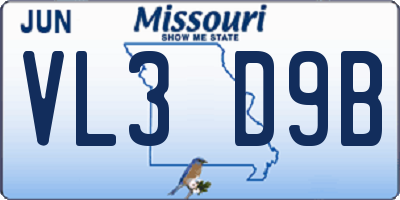MO license plate VL3D9B