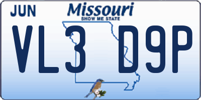 MO license plate VL3D9P