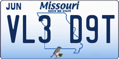 MO license plate VL3D9T