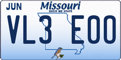 MO license plate VL3E0O