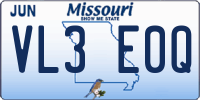 MO license plate VL3E0Q