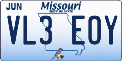 MO license plate VL3E0Y