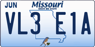 MO license plate VL3E1A
