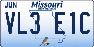 MO license plate VL3E1C