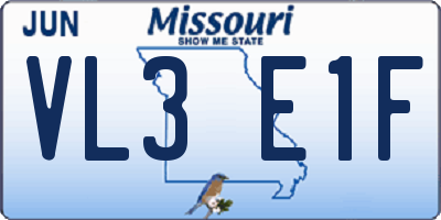MO license plate VL3E1F